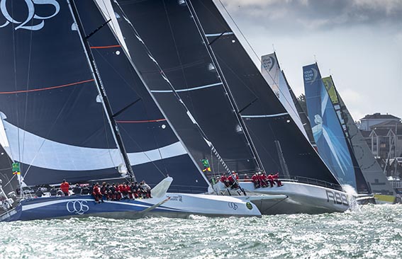 The Rolex Fastnet Race's largest monohull yachts at the start of the 2017 race from Cowes © Rolex/Kurt Arrigo