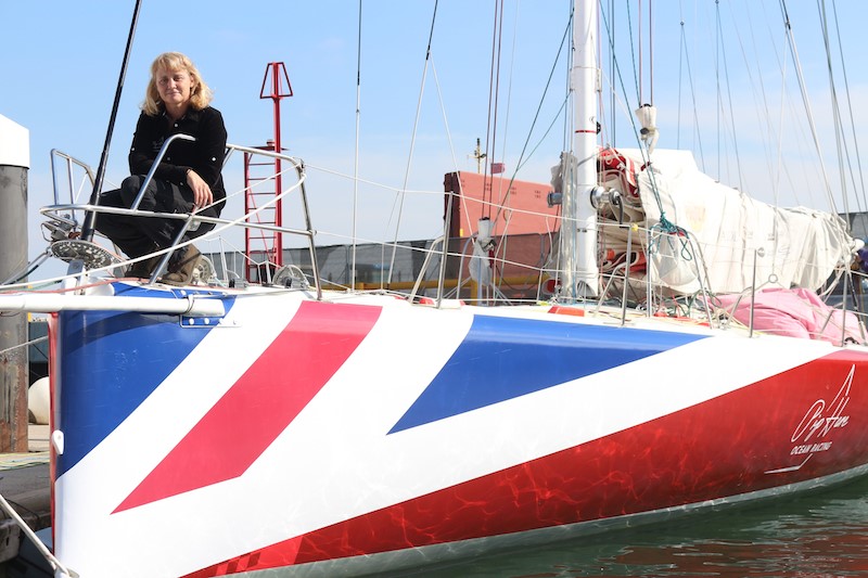 Pip Hare on her newly branded IMOCA 60 Superbigou (GBR) © Pip Hare Ocean Racing