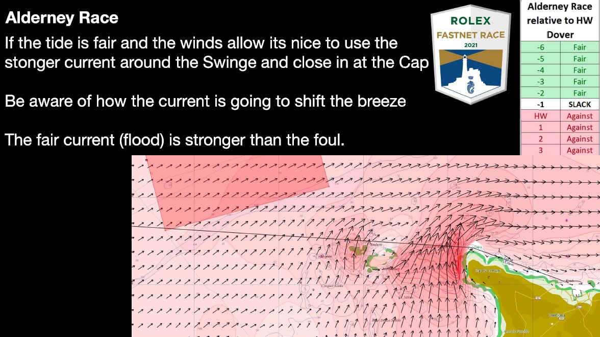 Those lucky enough to arrive at the Alderney Race in fair tide can expect a 4-6 knot boost to their speed.  Credit: Ian Moore