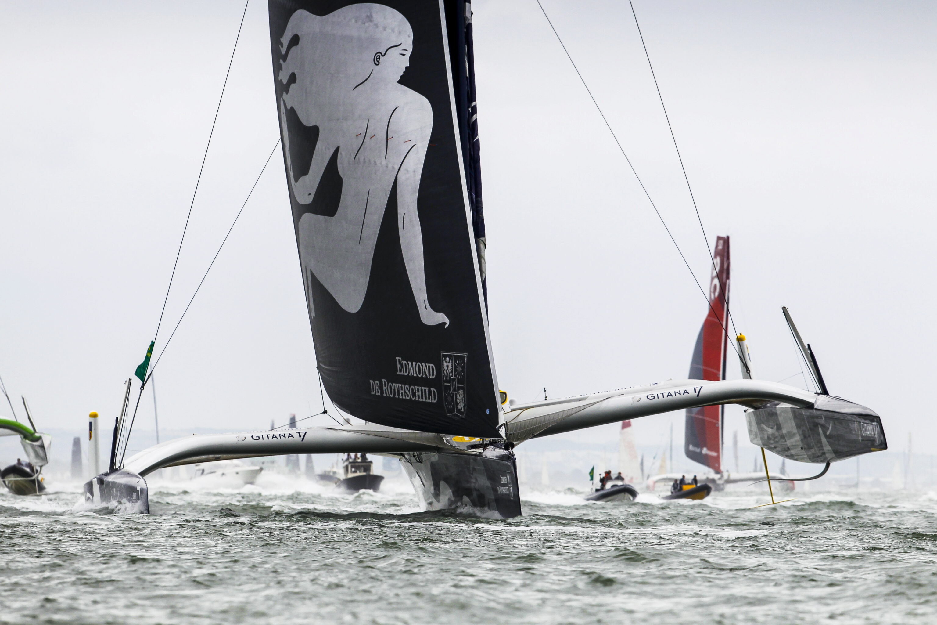 Three of the fastest offshore boats in the world, the 32 x 23m Ultime trimarans are entered including 2019 winners the Franck Cammas and Charles Caudrelier skippered Maxi Edmond de Rothschild © Paul Wyeth/pwpictures.com