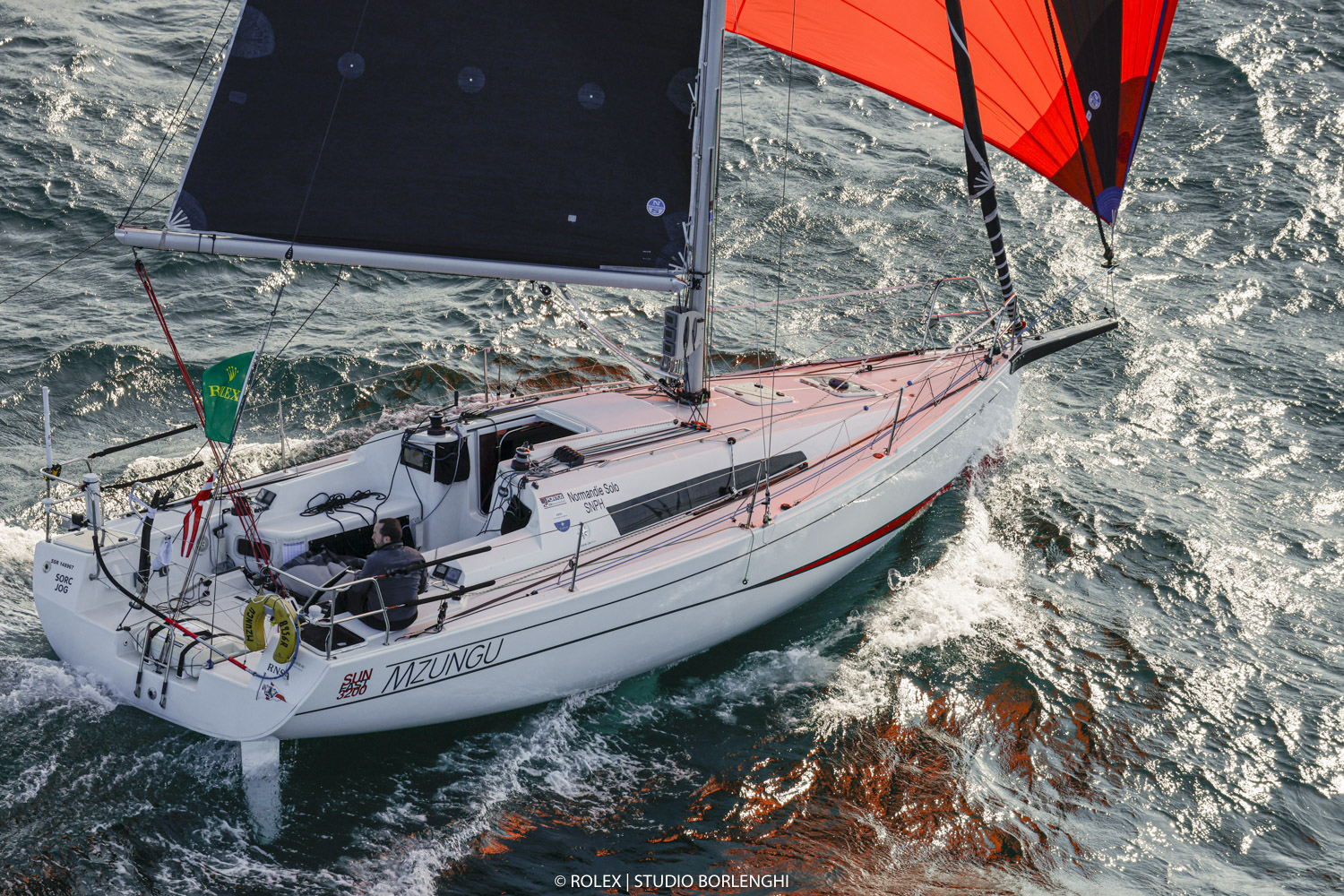 Winning the Berrimilla Dog Bowl for the best two-handed yacht in IRC Four is the 'weekend warriors' on Mzungu, Sam White and Sam North © Carlo Borlenghi/ROLEX