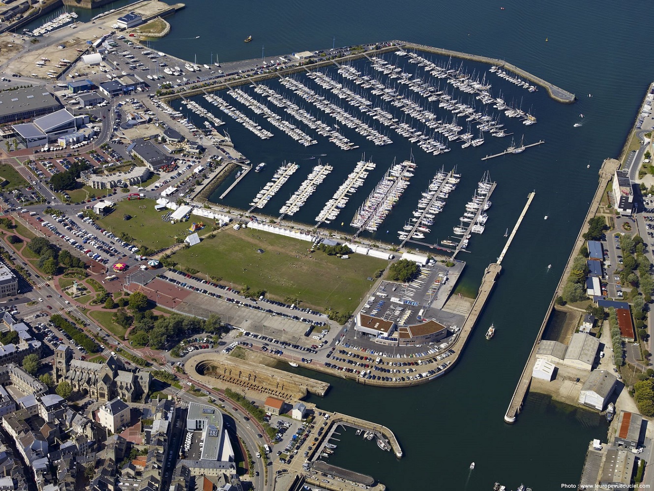 Aerial view of the host port - Cherbourg, France where the massive fleet will be berthed and sailors from around the world will enjoy the festivities and fantastic atmosphere on arrival © www.leuropevueduciel.com