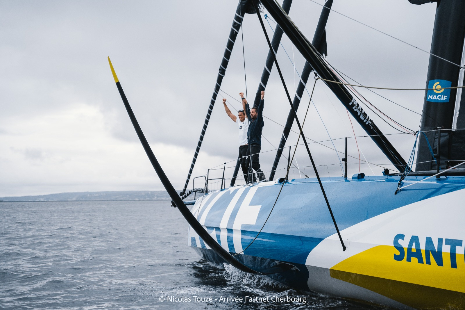 MACIF claims monohull Rolex Fastnet Race line honours © Nicolas Touzé / Arrivée Fastnet Cherbourg