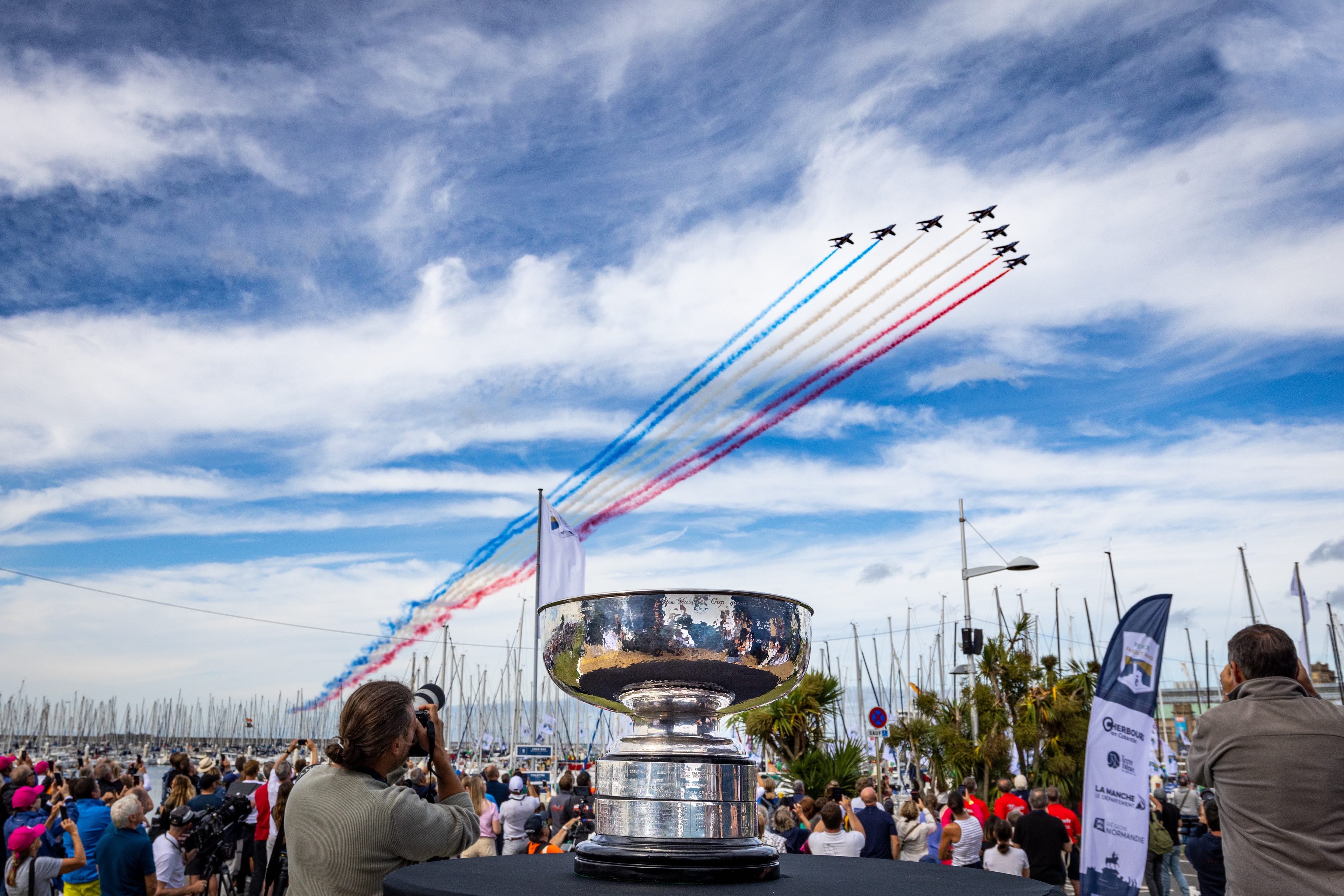 The Challenge Cup on display at the Rolex Fastnet Race prize-giving in Cherbourg-en-Cotentin © Arthur Daniel/RORC