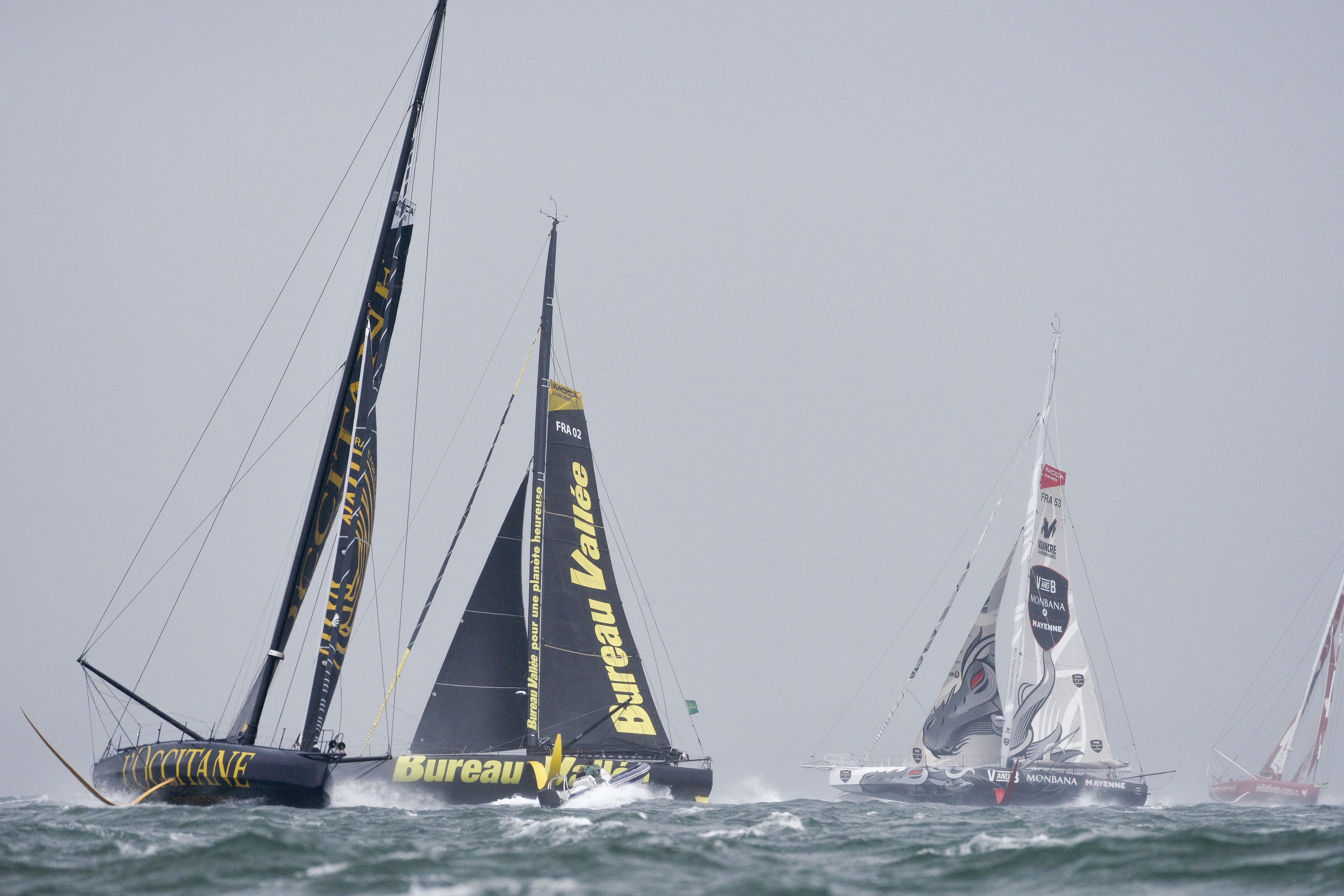 The lead IMOCAs were able to fly upwind in the Solent © Rick Tomlinson