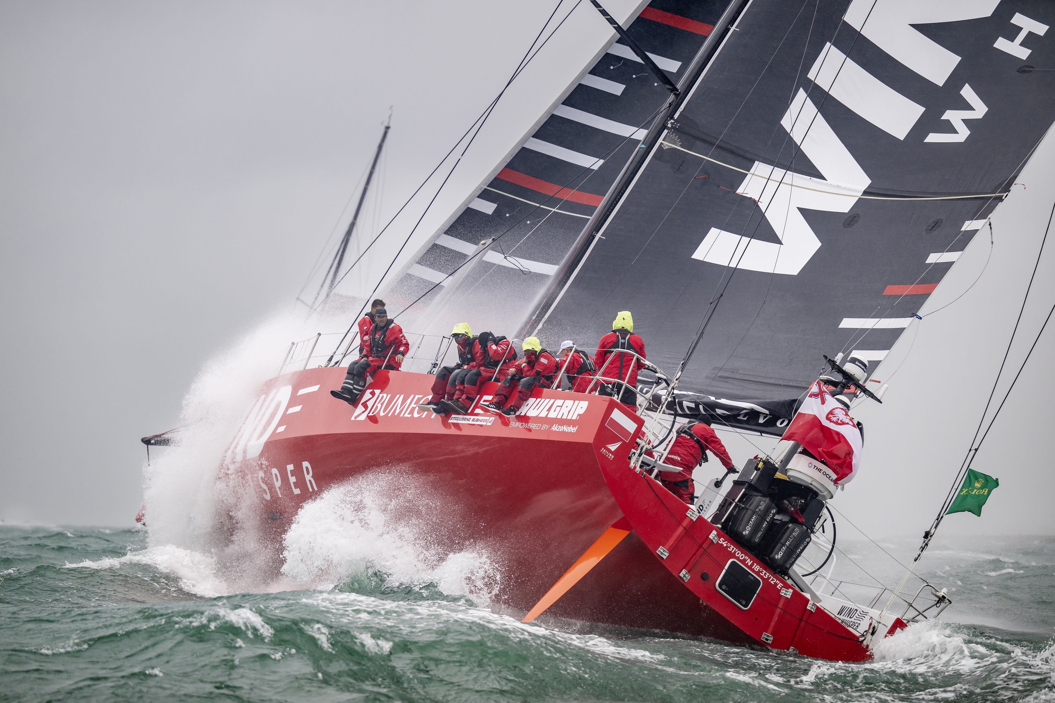 VO65 Wind Whisper, skippered by Pablo Arrarte came out on top after beating fellow VO65 Team Jajo into Cherbourg by around 25 minutes © ROLEX/Kurt Arrigo