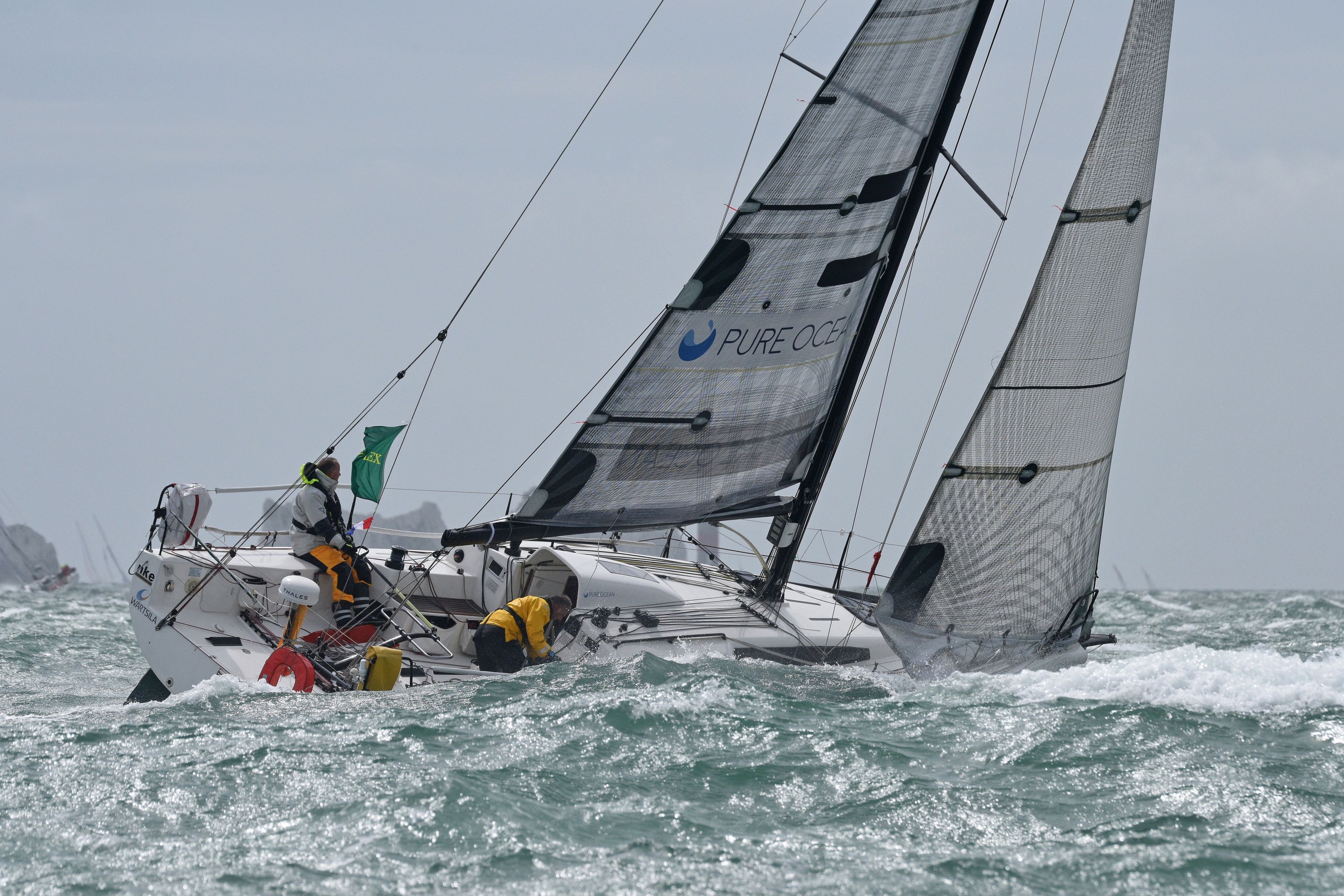 Ludovic Gerard, sailing on board Solenn for Pure Ocean, is anticipating a daylight rounding of the Fastnet Rock © Rick Tomlinson/www.rick-tomlinson.com