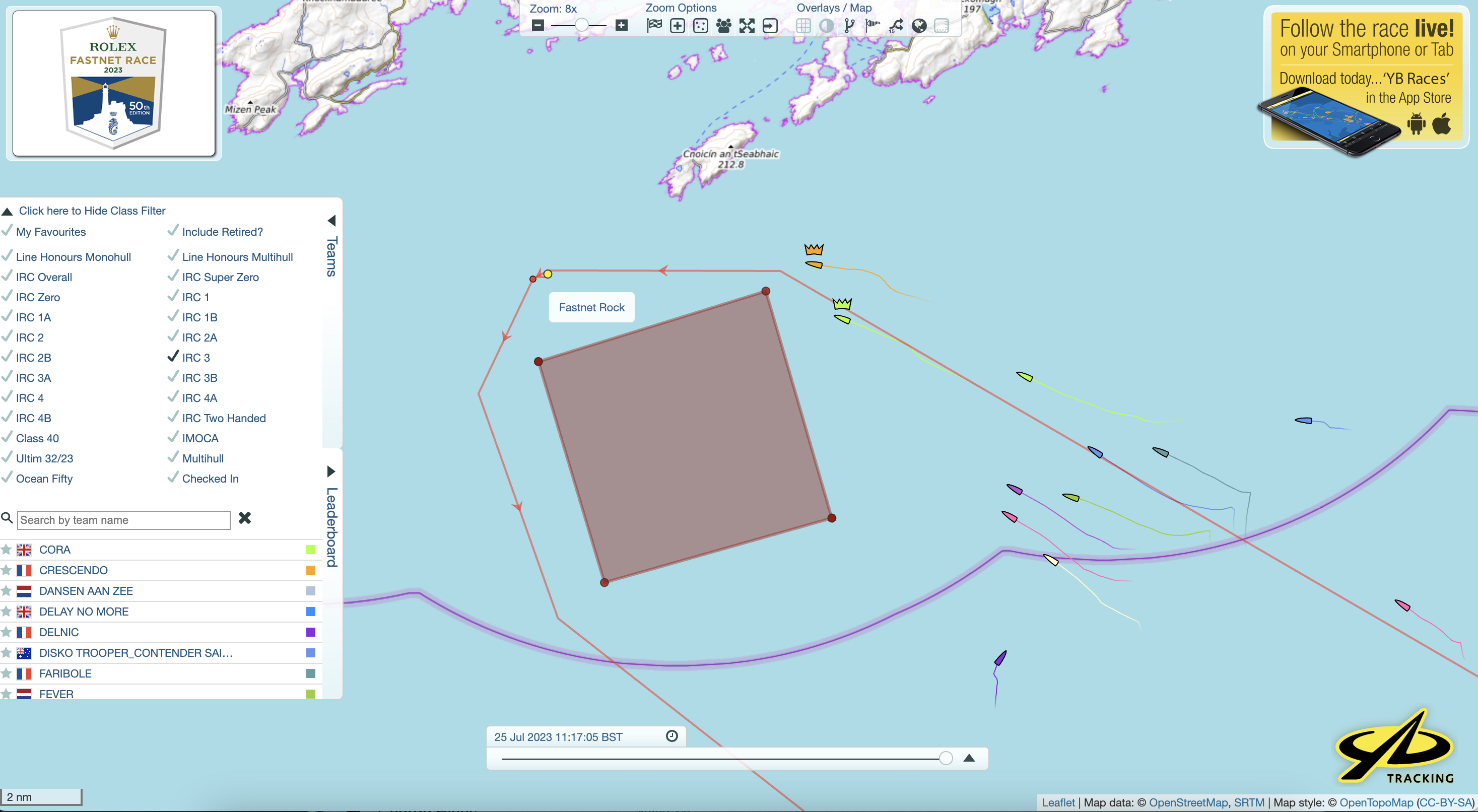 IRC Three is drifting towards to the Fastnet Rock