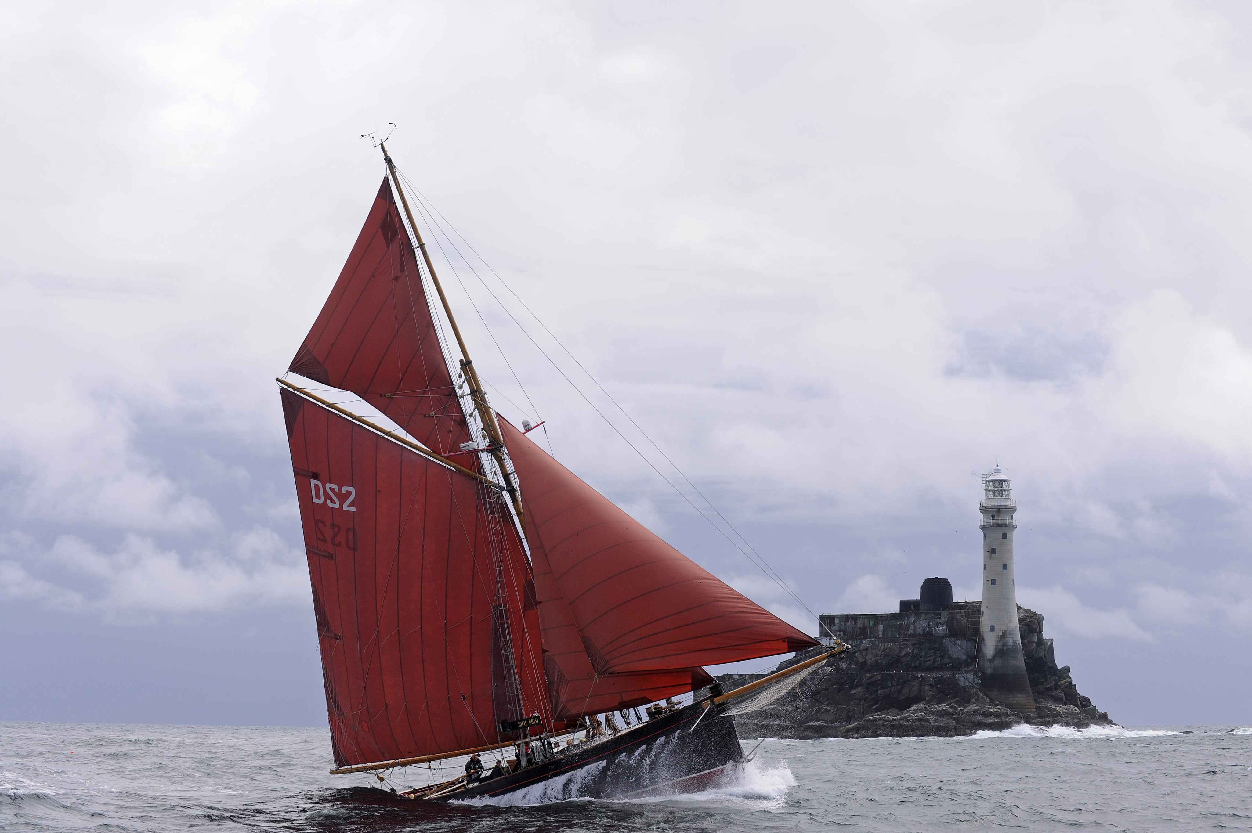 The famous gaff-rigged pilot cutter Jolie Brise won the very first Fastnet Race in 1925 and hopes to take part in the 50th edition © Rick Tomlinsonsrc=